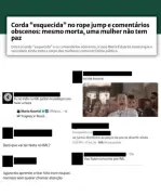 Perfis com ataques misóginos a jovem morta em rope jump saem do ar