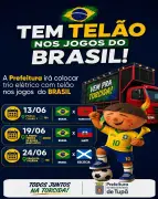 Prefeitura de Tupã transmite jogos da Seleção em telão pela cidade