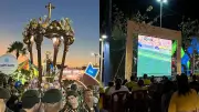 Procissão de Santo Antônio termina com jogo do Brasil em telões