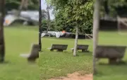 Queda de avião de pequeno porte em campo de futebol em Marília (SP)