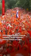 Torcida holandesa toma ruas de Houston após vitória de 5 a 1 sobre a Suécia