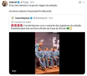 Uniforme da seleção brasileira vira meme na chegada aos EUA para a Copa