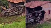 Viatura da Polícia Penal capota e atinge casa em Bequimão