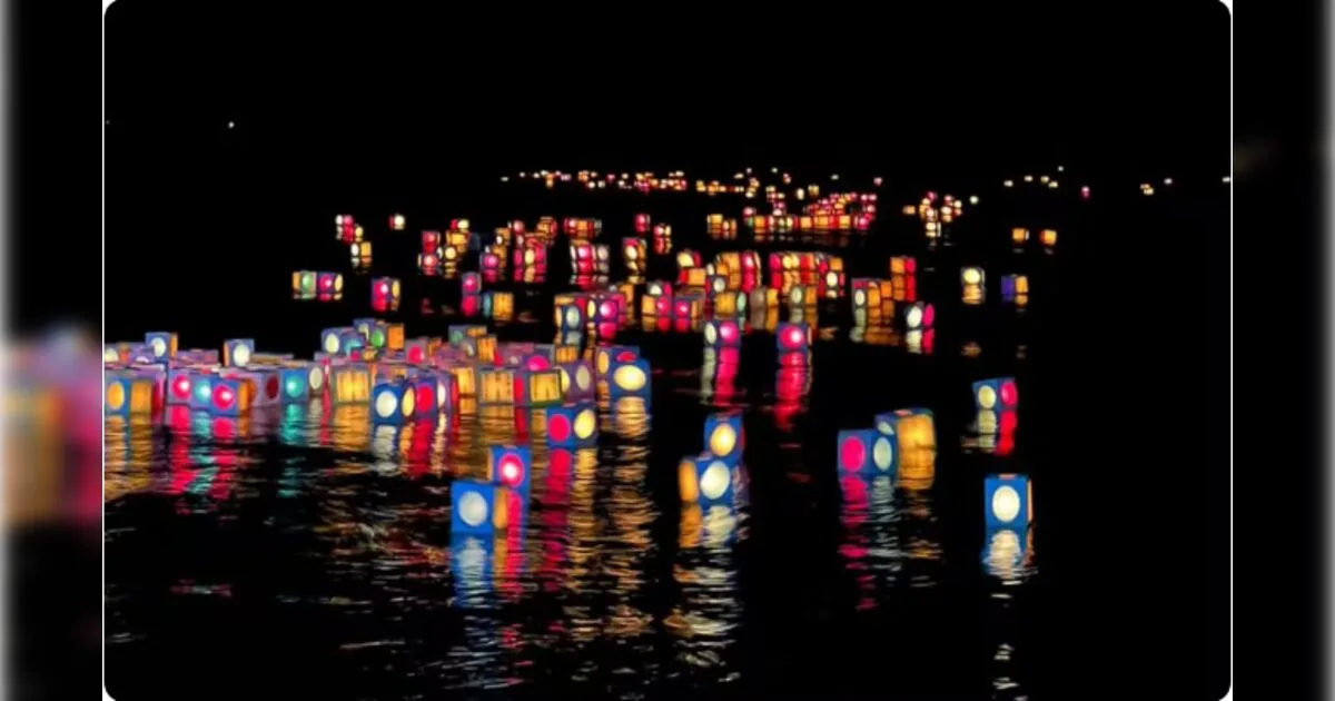 Ritual japonês ilumina represa do Paraná em homenagem aos mortos
