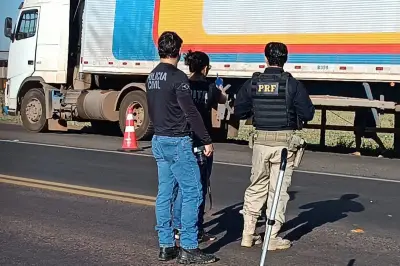 Acidente entre carreta e moto deixa dois feridos graves na BR-163
