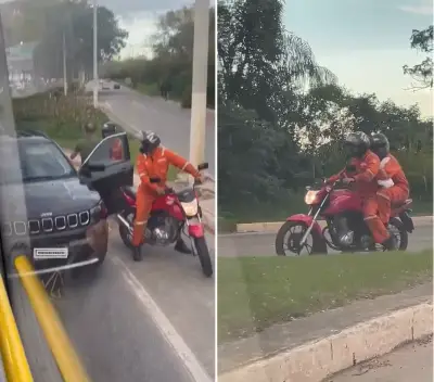 Assalto em ônibus no congestionamento de Macaé é filmado por passageiros