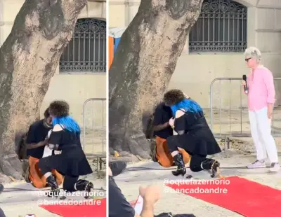 Baby do Brasil se ajoelha e ora com homem em situação de rua no Rio