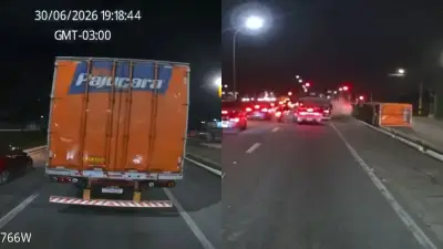 Caminhão tomba após colisão traseira na Serra, ES