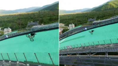 Ciclista japonês quebra dois recordes mundiais em rampa de salto de esqui