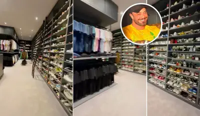 Closet de Felipe Titto com 500 pares de tênis chama atenção em mansão de R$ 30 milhões