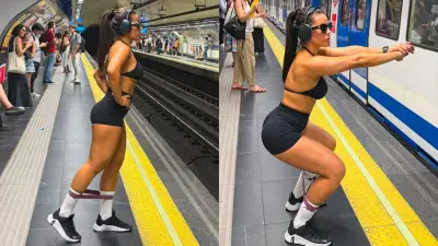 Exercícios no metrô: tendência de treinar fora da academia cresce