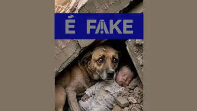 É #FAKE: imagem de cachorro protegendo bebê em terremoto na Venezuela foi criada por IA