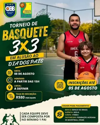 Feab realiza Torneio de Basquete 3x3 especial do Dia dos Pais em Rio Branco