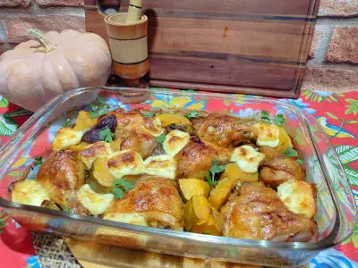 Frango ao forno com jerimum e queijo coalho: receita regional
