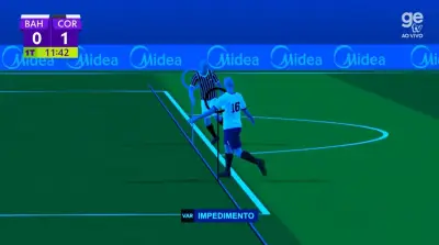 Gol do Bahia anulado por impedimento semiautomático contra Corinthians
