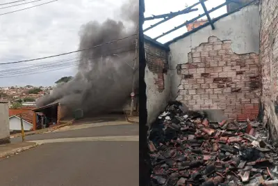 Incêndio em Taquarituba após criança brincar com isqueiro