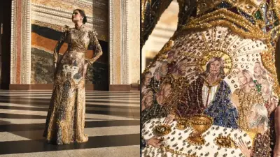 Miss Brasil se despede com vestido inspirado em 'A Última Ceia'