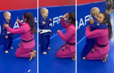 Professora aprende Libras para aluno surdo de 3 anos em cerimônia de jiu-jítsu
