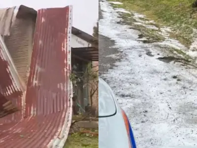 Temporal de granizo destelha centenas de casas em Eldorado do Sul, RS