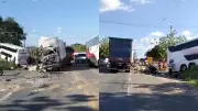 Acidente com ônibus, caminhão e carreta deixa três feridos no PI