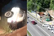 Acidente em Santos: carro invade obra da Sabesp e mulher morre