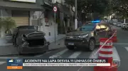 Acidente entre ônibus e carro na Lapa deixa duas pessoas feridas
