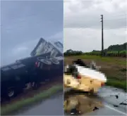 Acidente na BR-470: colisão com carreta divide carro ao meio e mata 5 em SC