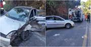 Acidente na MG-133 deixa três feridos em batida entre carro e caminhão