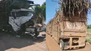 Batida entre carretas na PI-112 destrói cabine; motorista sai ileso