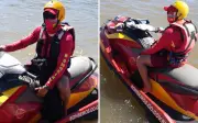 Cachorro à deriva no Rio Araguaia é resgatado por bombeiros em Goiás