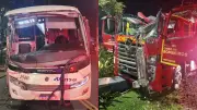 Caminhão dos Bombeiros é atingido por ônibus em Telêmaco Borba