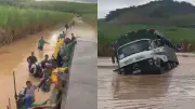 Caminhão tomba em trecho alagado na Mata Sul de PE; ninguém se feriu