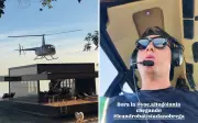 Cantor Rodrigo chega de helicóptero a aniversário de empresário em Goiás