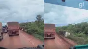 Chuva causa tombamento de cinco caminhões na BR-135 no Maranhão