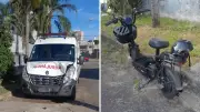 Colisão entre ambulância e moto elétrica fere mulher e criança em São José