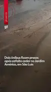 Dois ônibus ficam presos após asfalto ceder no Jardim América em São Luís