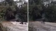 Família é resgatada por moradores antes de carro ser levado por rio em Urubici