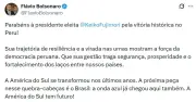 Flávio Bolsonaro parabeniza Keiko Fujimori por vitória no Peru e cita 'onda azul' no Brasil