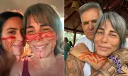 Glória Pires participa de cerimônia do rapé com marido e filha