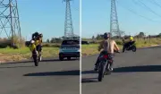 Homem empina moto atrás de viatura da Guarda em Americana; Corregedoria investiga