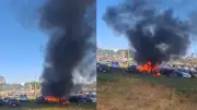 Incêndio destrói veículos em pátio na Zona Oeste de Uberlândia