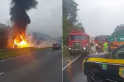 Incêndio em carreta com 25 mil litros de óleo bloqueia a Régis Bittencourt em SP