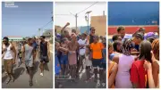 Jogadores de Cabo Verde visitam vila de pescadores e celebram com crianças