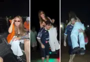 Manu Bahtidão é carregada no colo para show em praia no Tocantins