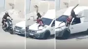 Motociclista sem CNH voa sobre carro em acidente em Linhares