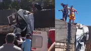 Motorista é resgatado com vida após batida entre carretas em Abadia dos Dourados