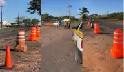 Obras para conter cratera de 20 m interditam trecho em Osvaldo Cruz