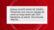 Paraná em alerta: temporais e ventos fortes neste sábado