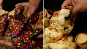 Pizza salgada com borda 'vulcão' de chocolate é sucesso em Rio Preto