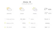 Previsão do tempo em Olinda: sexta com sol e 27°C, sábado com chuva